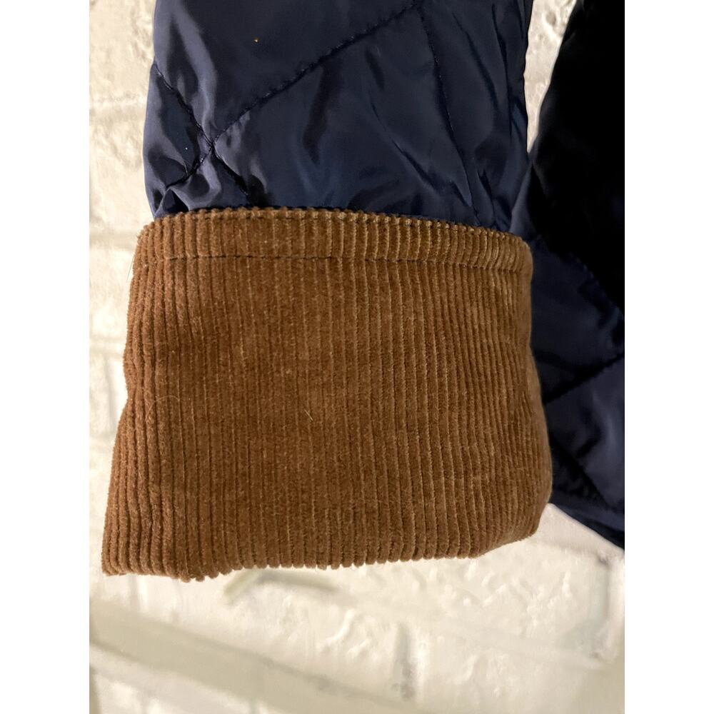 Ralph Lauren Sport Quilted Jacket Women’s M Navy Crest Patch Snap Corduroy Cuffs - Picture 5 of 12